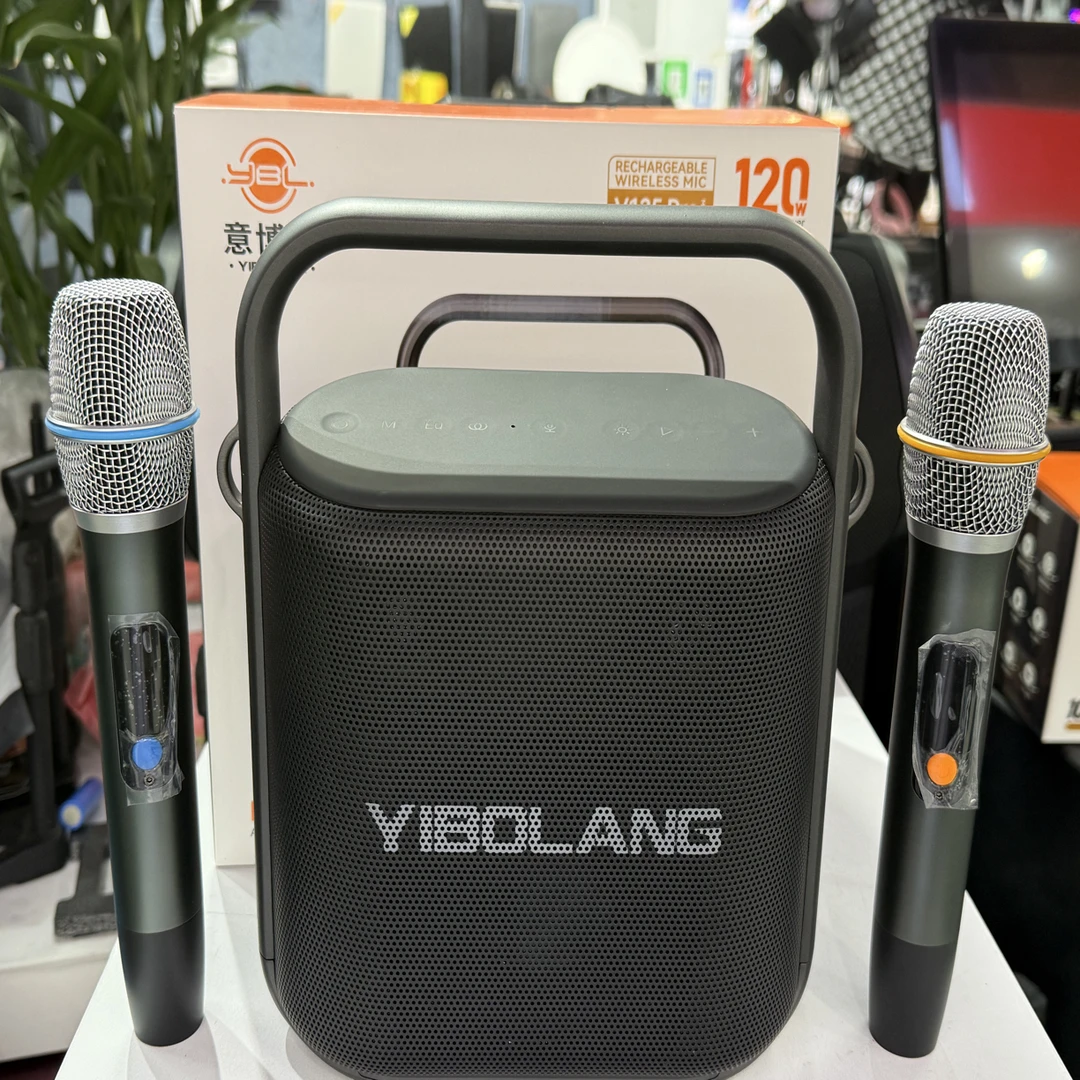 意博朗v125pro+2只无线麦克240瓦功率三分频便携式户外多功能音箱