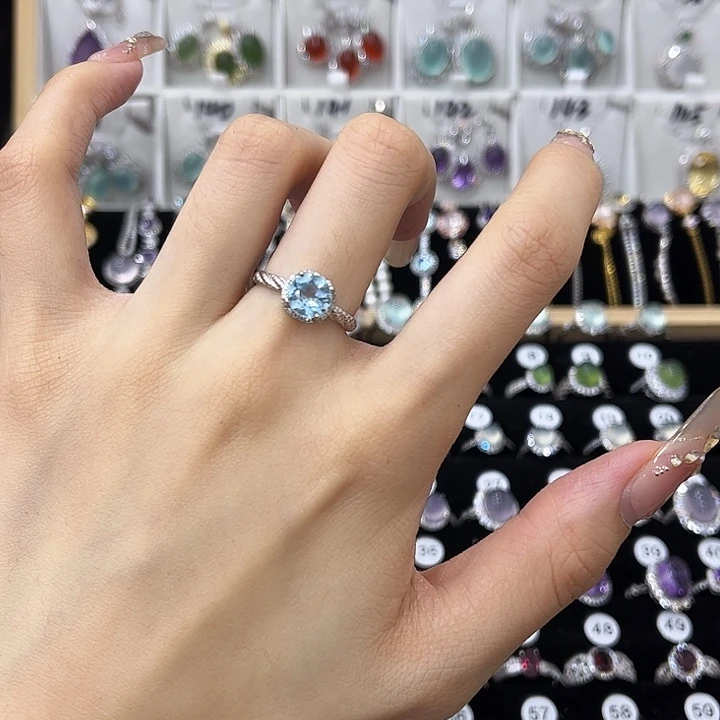 戒指托帕石银S925镶嵌