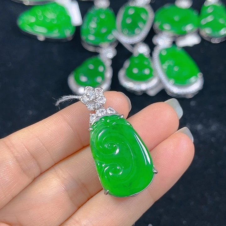 翡翠银S925镶嵌吊坠(不含链)