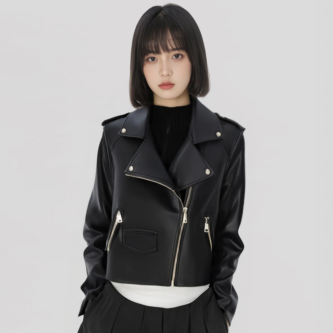海宁真皮皮衣女2025春秋新款短款修身显瘦机车服皮夹克外套小个子