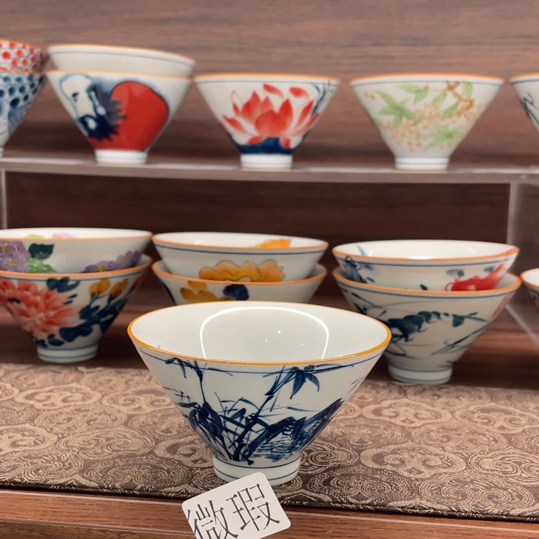 釉下手绘茶具微瑕