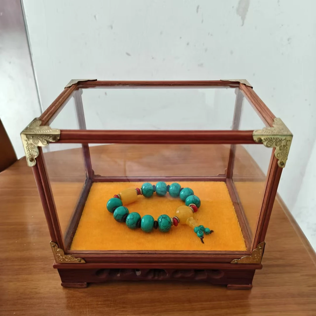 CZ绿 室内摆件把玩件展柜装饰品展示盒仿古工艺品盒子