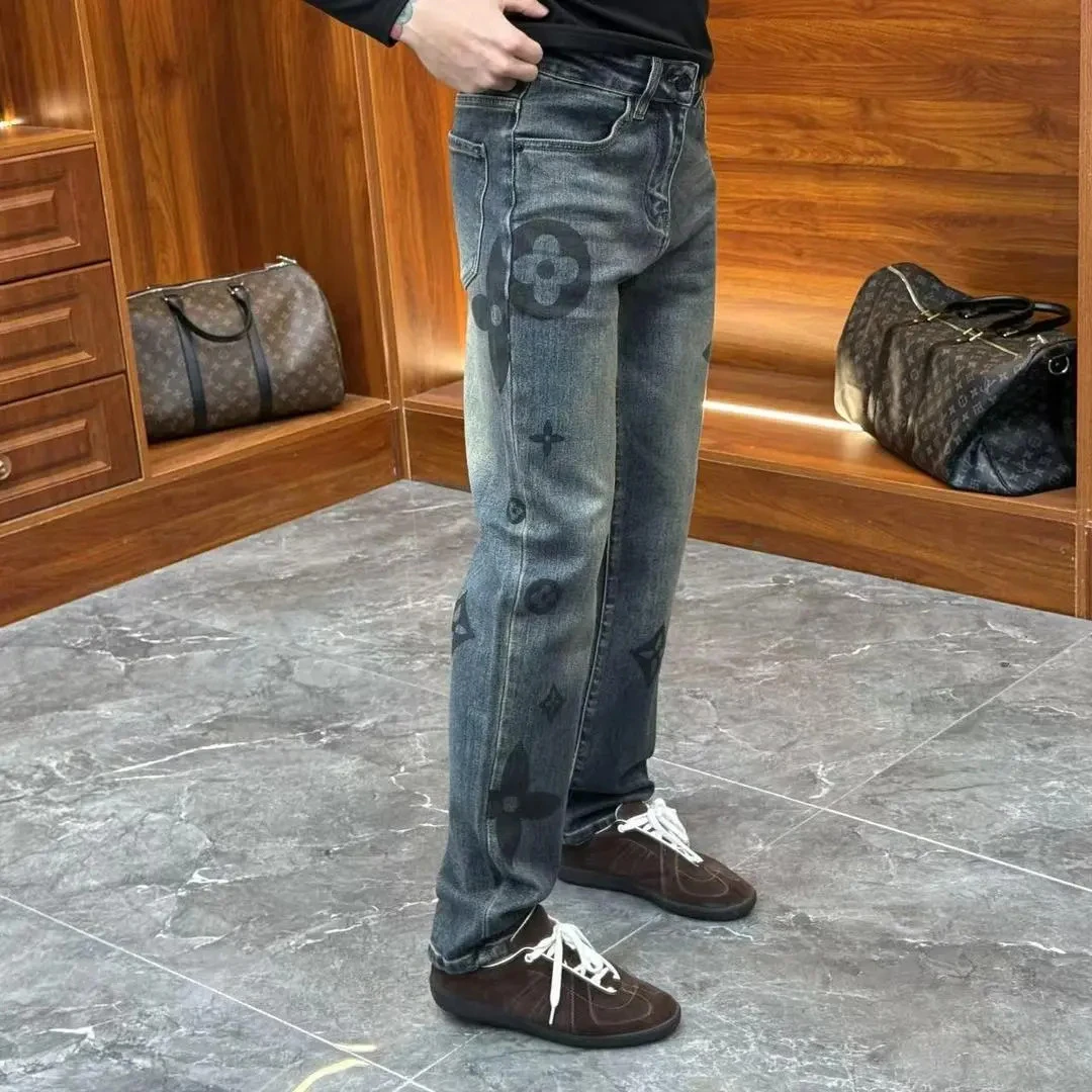 【轻奢欧货】2025秋冬新款男士时尚百搭印花潮牌高端爆款复古牛仔裤