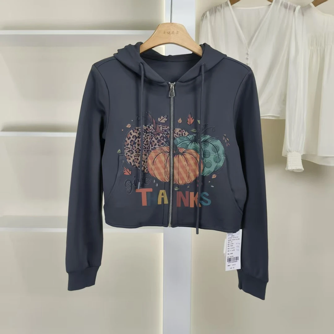 麦迪尚品【夕Y】50909338 春秋简约时尚连帽短款卫衣品牌女装