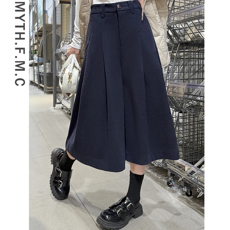 小个子毛呢裤裙子女秋冬季2025新款爆款时尚气质宽松直筒阔腿裤