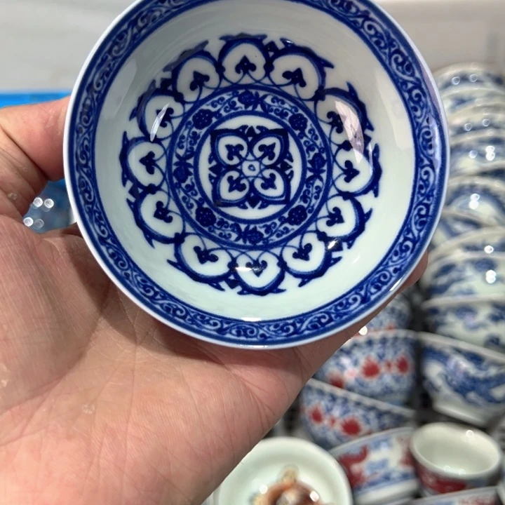 瓷片白青花宝相普洱杯全品