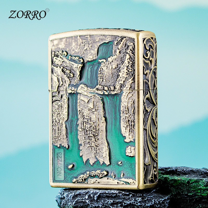 佐家高山流水精雕复古防风煤油打火机个性创意浮雕彩绘