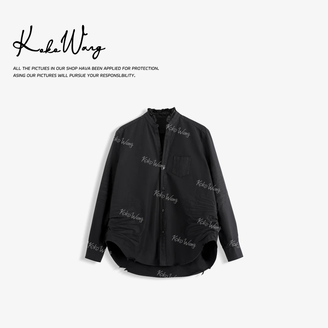 KOKO WANG秋冬时尚气质前口袋简约百搭立领衬衫外套N5705F04W41