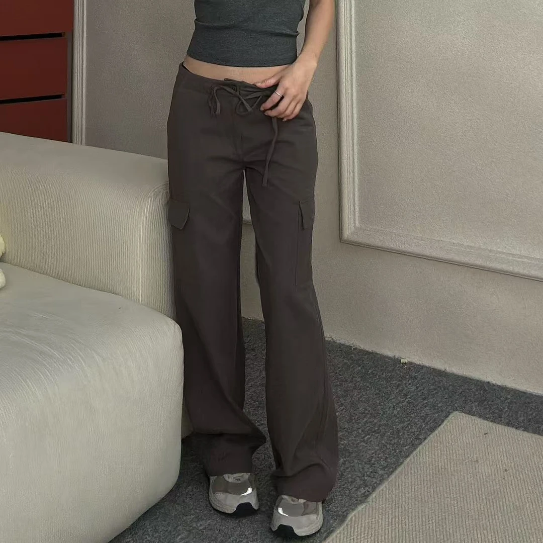 现货“酷酷裤”|虎皮卷纯棉直筒抽绳工装裤潘潘自留款#K25504