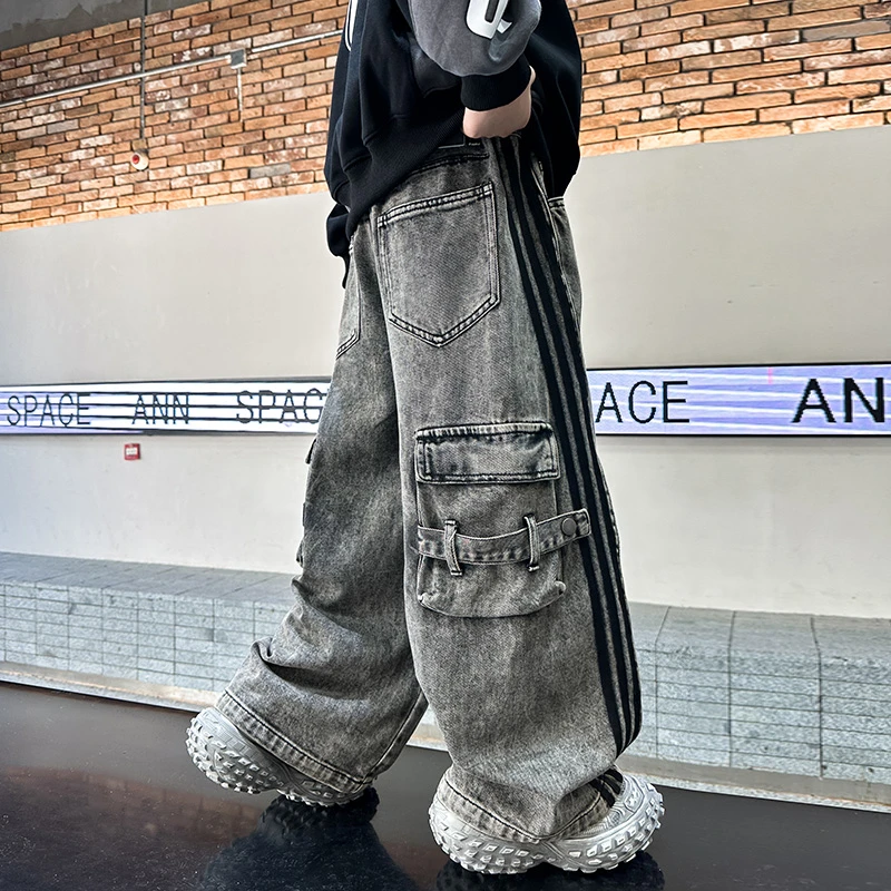 儿童装男童春装裤子2025新款中大童春秋款男孩工装炸街牛仔裤长裤