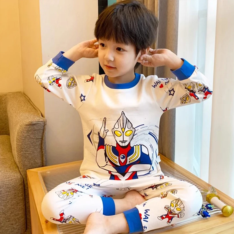 迪迦奥特曼儿童秋衣秋裤秋冬款男童保暖内衣套装纯棉男孩宝宝打底