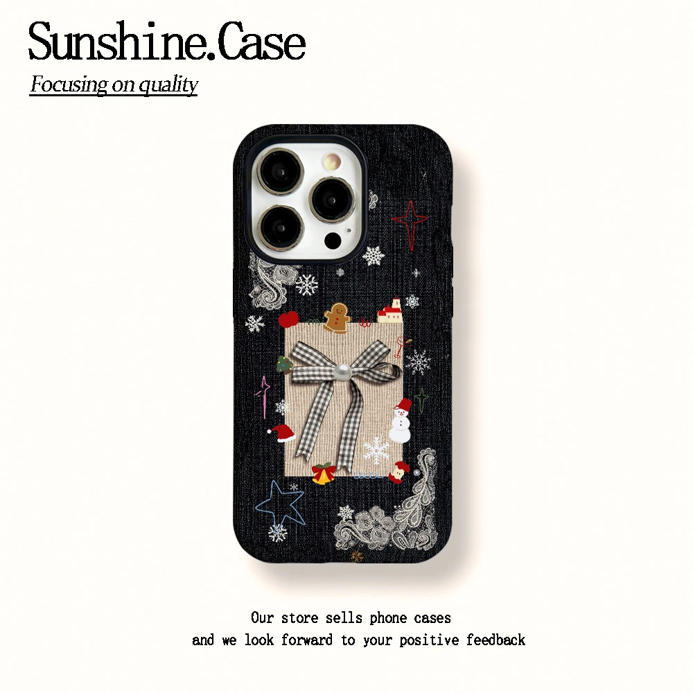 菲林二合一适用苹果华为vivo小米oppo手机壳布艺蝴蝶结17PRO/16