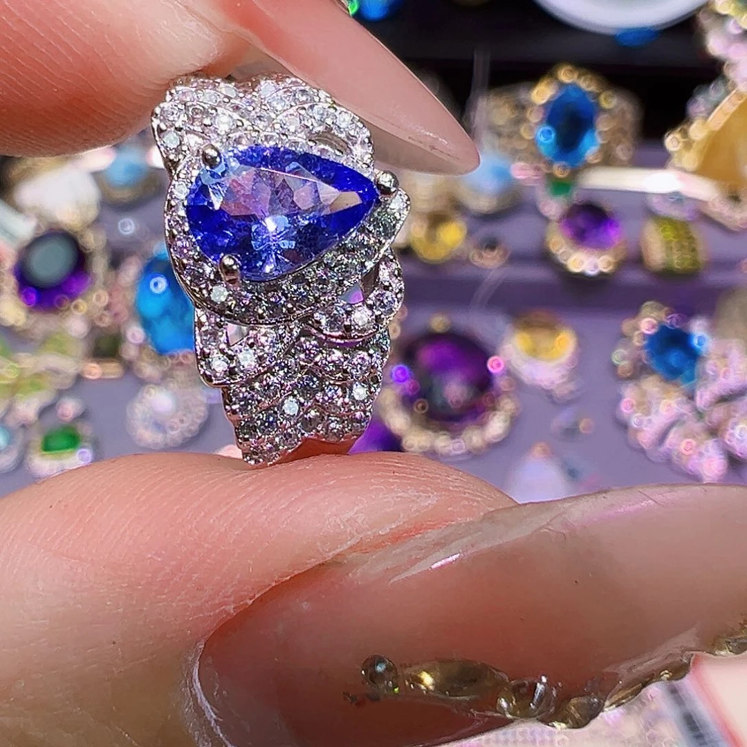 坦桑石银S925镶嵌坦桑石