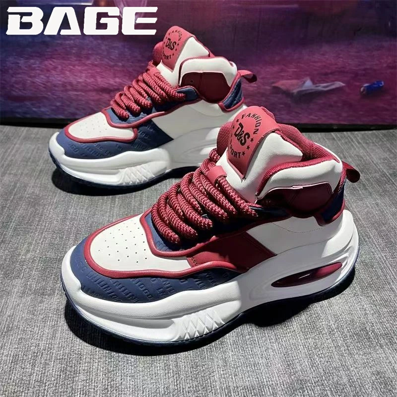 八哥高帮男鞋冬季青少年潮牌百搭跑步运动休闲厚底增高篮球老爹鞋