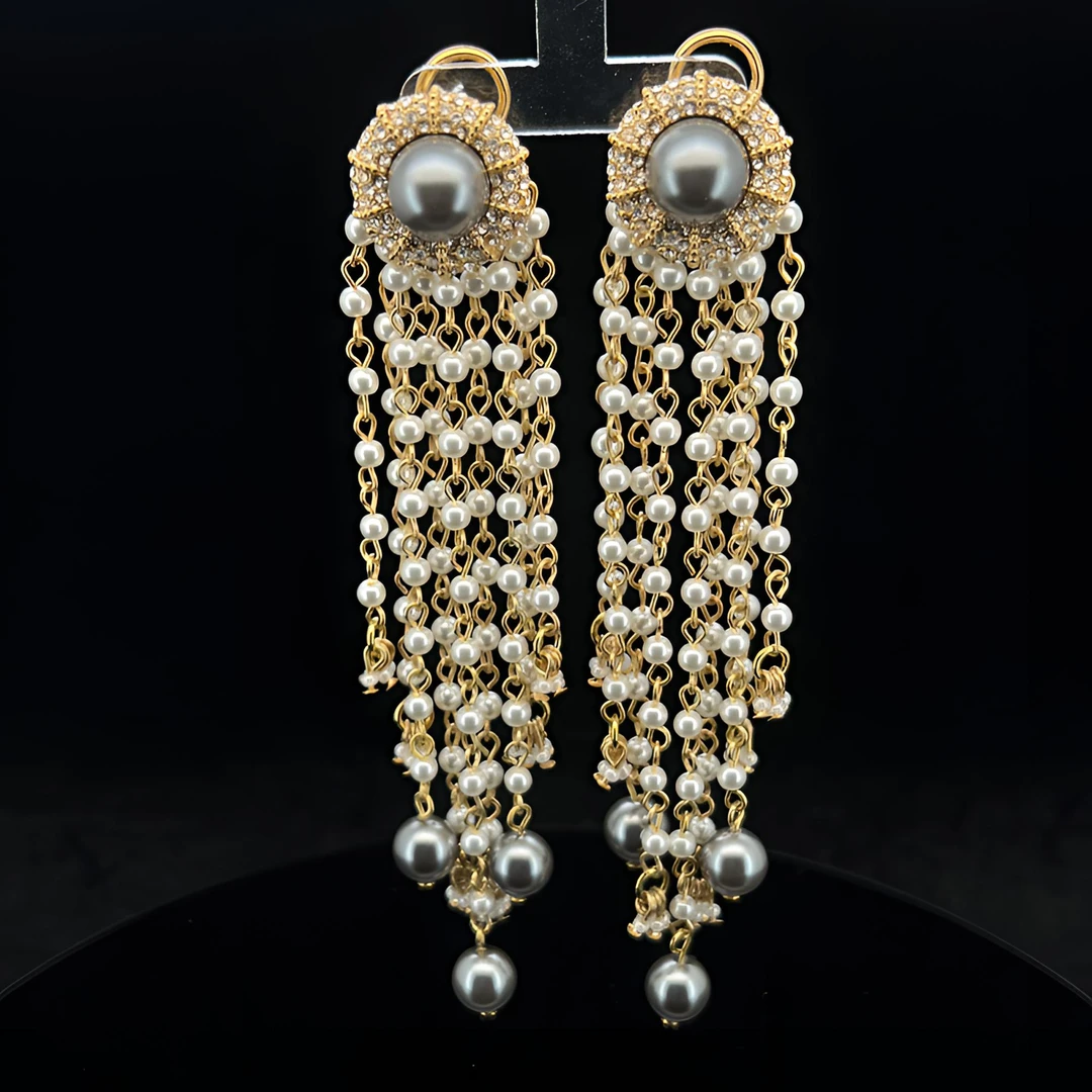 铜合金琉璃耳饰 复古宫廷法式轻奢长款手工大气百搭精致耳饰耳环