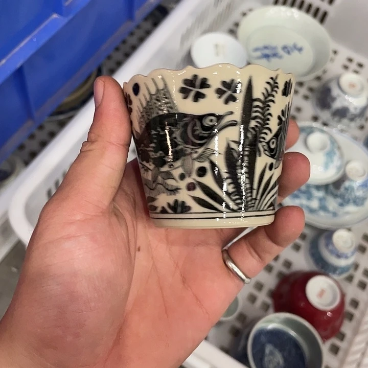 好***莲摆件瓷景德镇陶瓷老陶