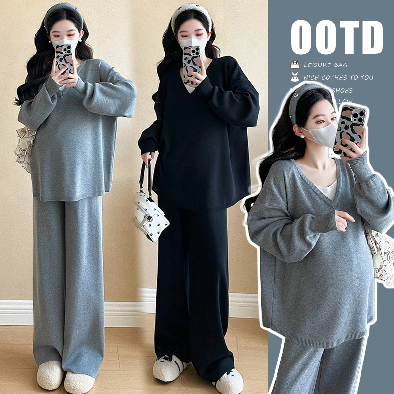 2025新款孕妇装春装孕期穿搭一整套时尚显瘦阔腿裤宽松两件套春秋