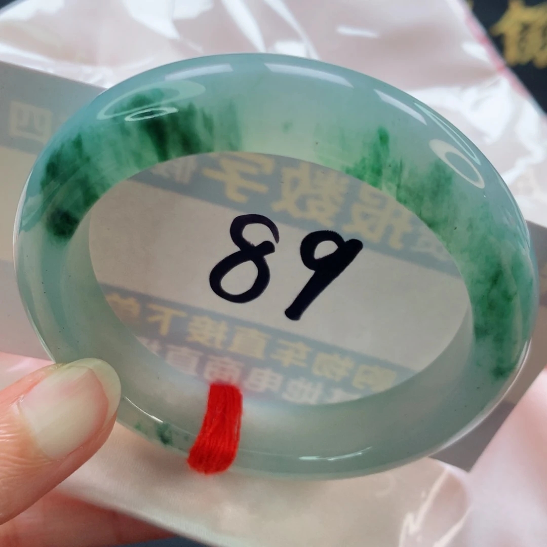 未镶嵌手镯翡翠正圈水润胶飘绿花