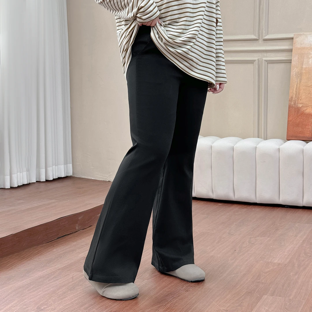 DX7340大码女装【巨显瘦微喇裤】三种裤长高腰弹力马蹄裤子200斤