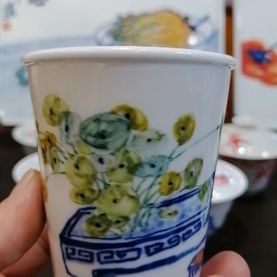 陶摆件景德镇陶瓷手绘可乐杯