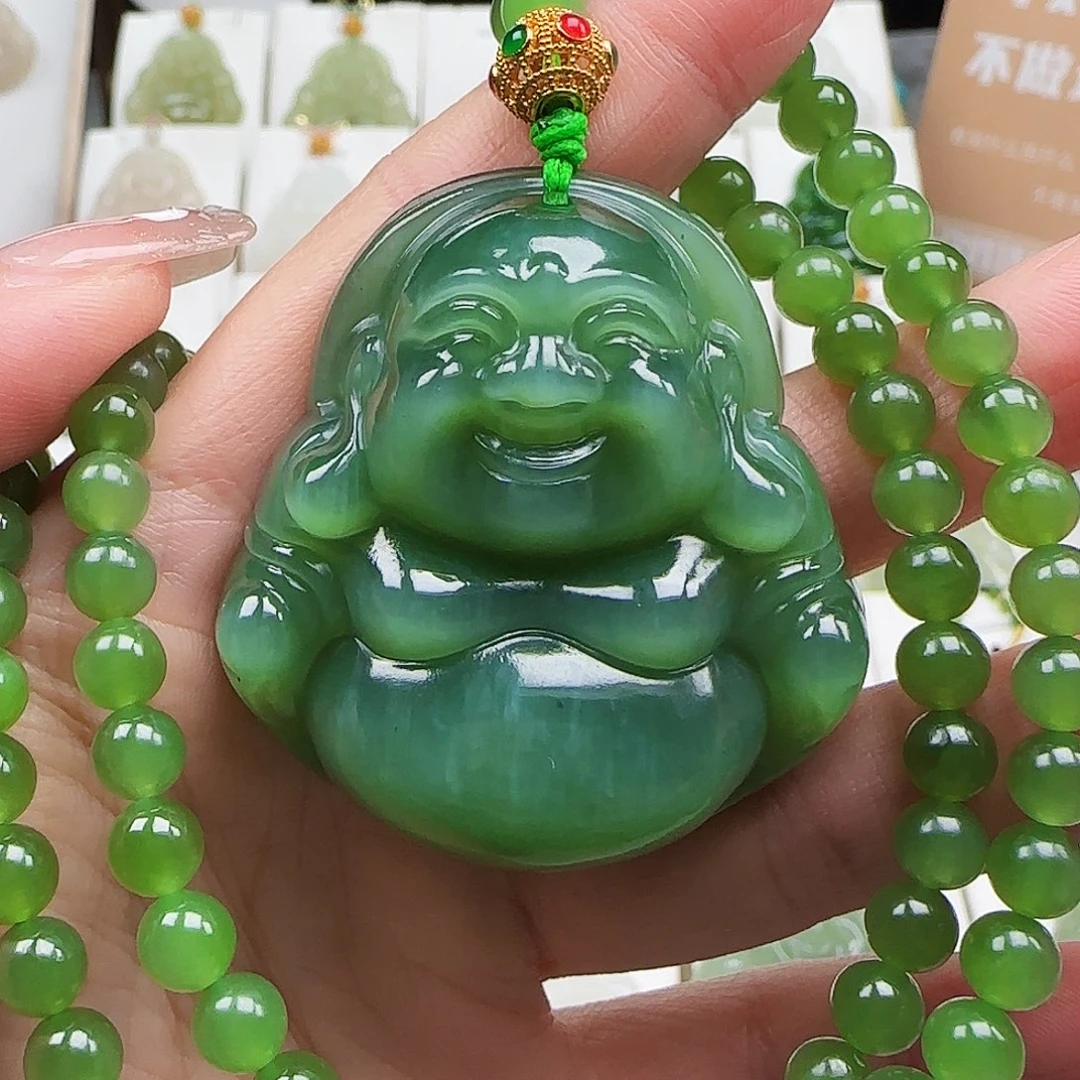 和田玉足金镶嵌颈饰48