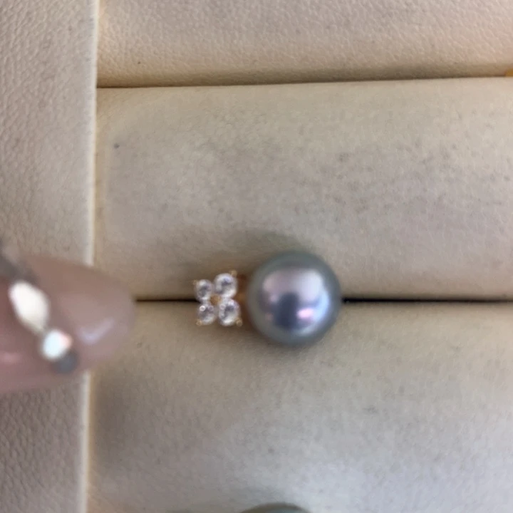 银S925镶嵌耳饰海水珍珠