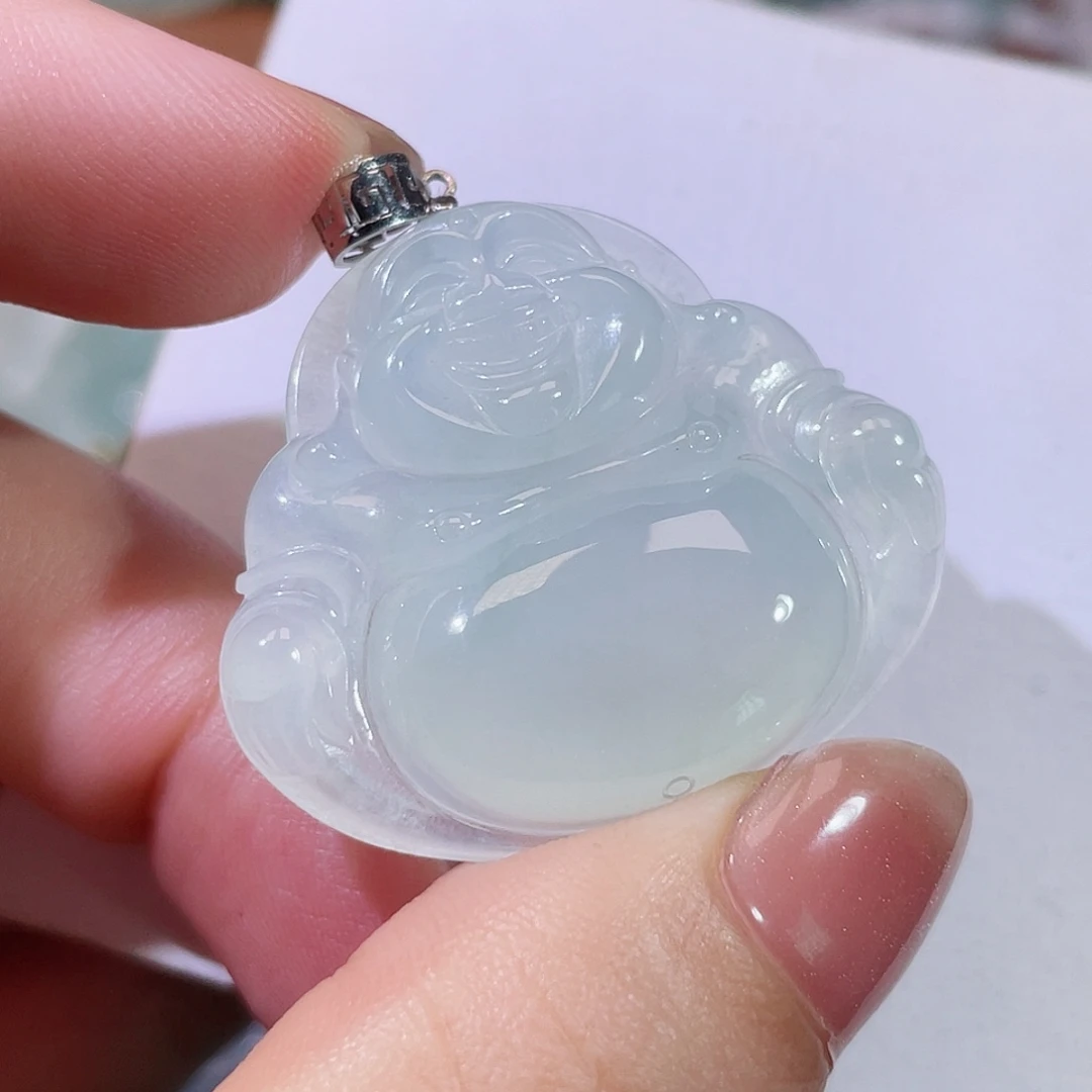 翡翠18K金镶嵌颈饰佛公