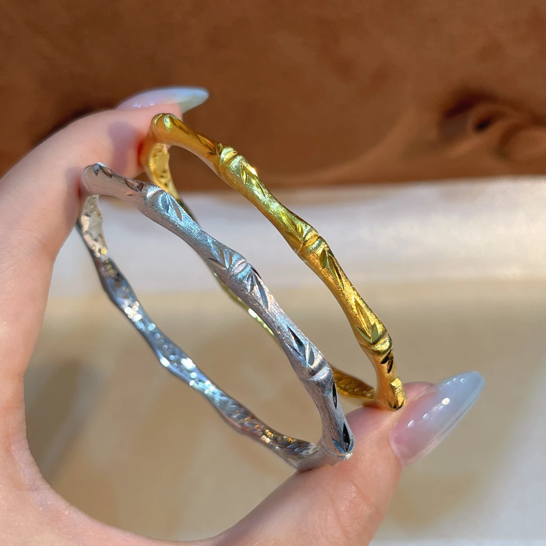 925银合成锆石手镯 【施生生珠宝】925银竹节手镯手环潮流百搭轻奢