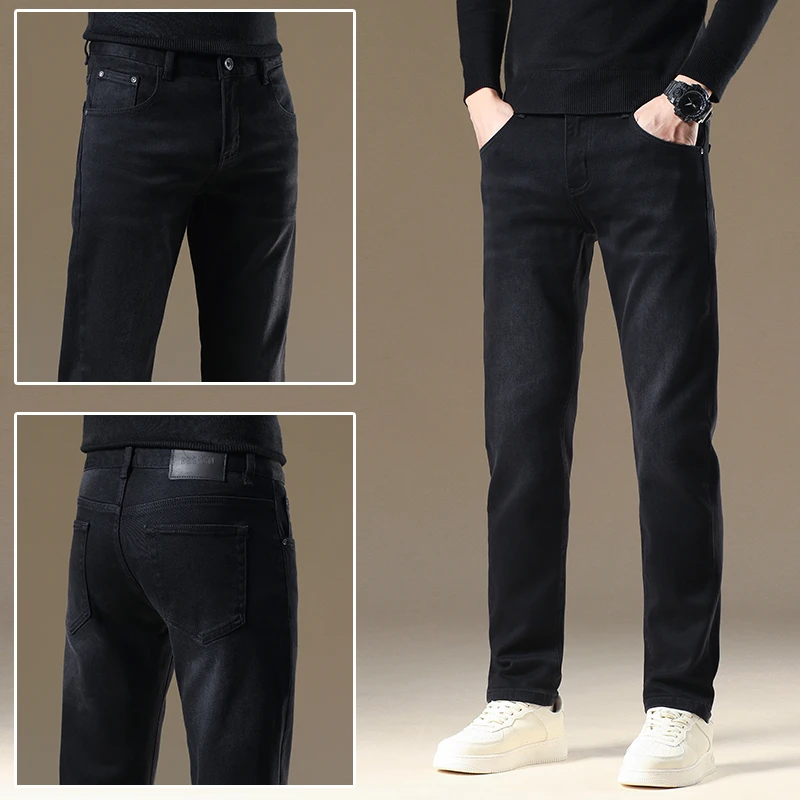 ZONGJIE香港高端黑色牛仔裤男款2025秋季新款修身直筒休闲长裤子