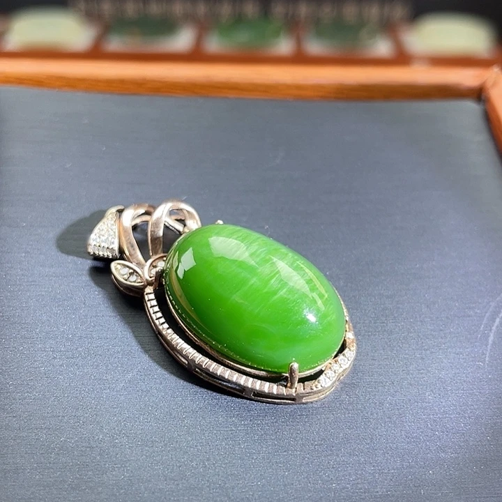 和田玉（碧玉）颈饰银S925镶嵌