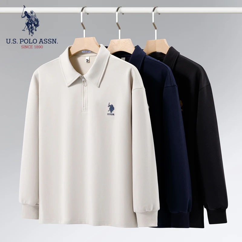 U.S.POLO ASSN.秋冬男女百搭休闲商务半拉链套头卫衣US25WY3632
