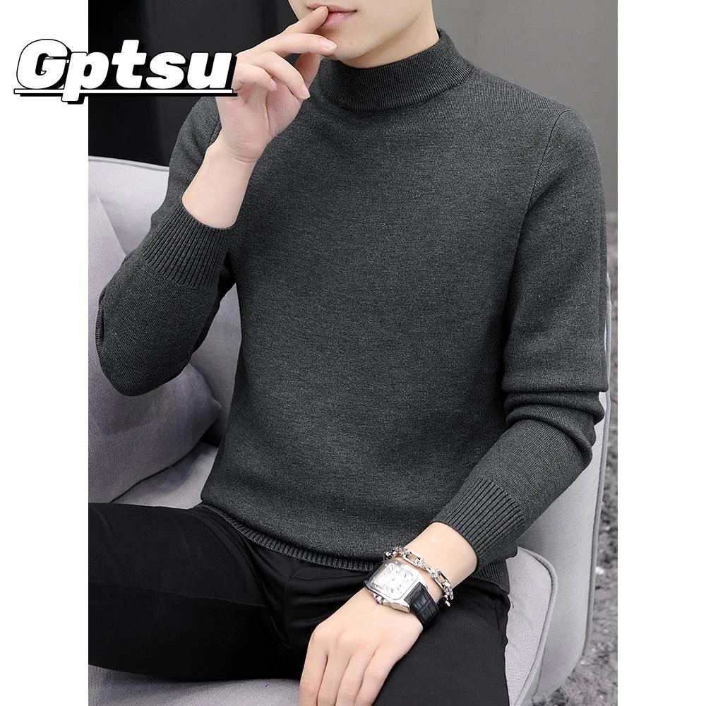 GPTSu中高领毛衣冬款一体绒保暖加绒加厚修身韩版时尚休闲打底衫