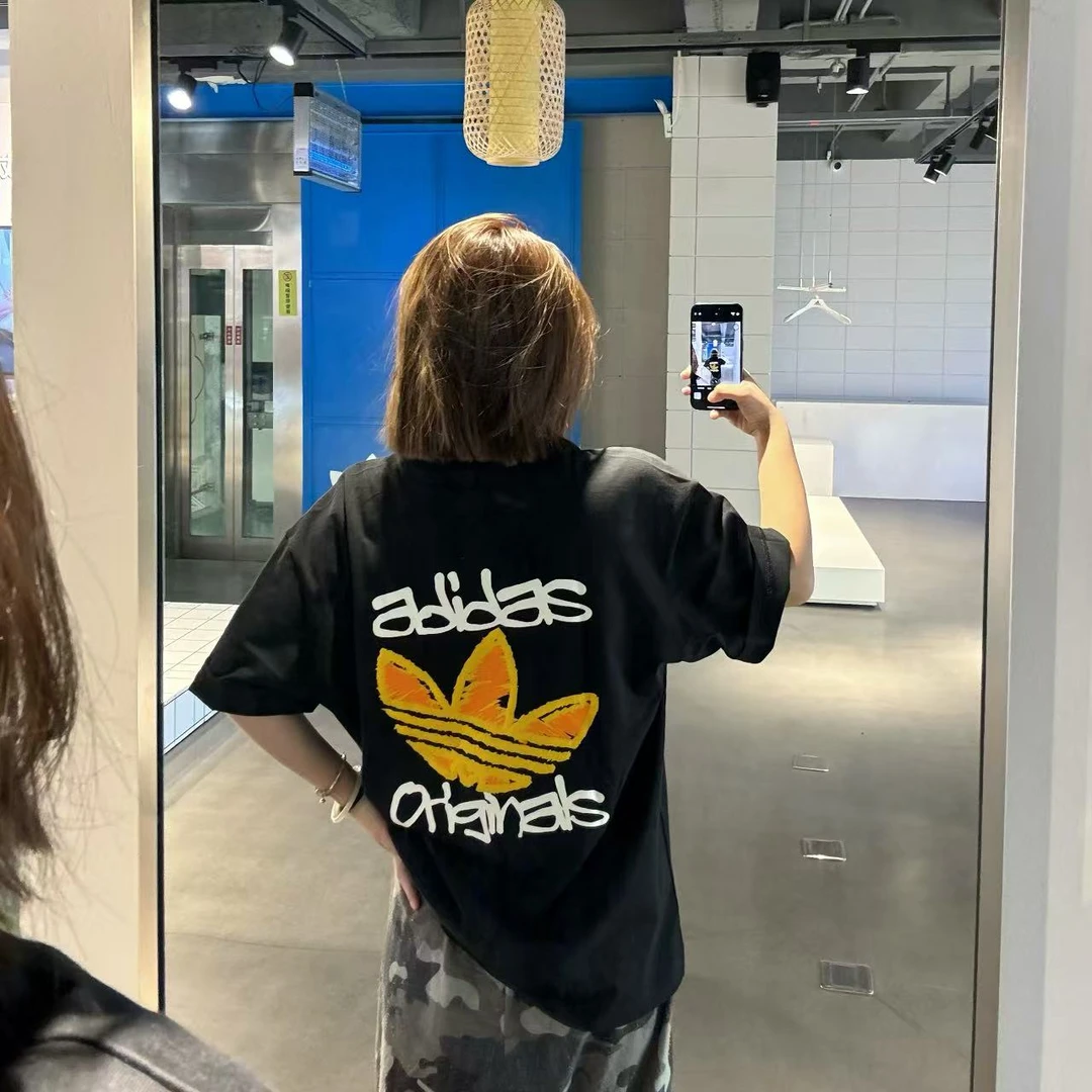 adidas三叶草毛圈贴布印花logo休闲百搭圆领短袖 KE5794