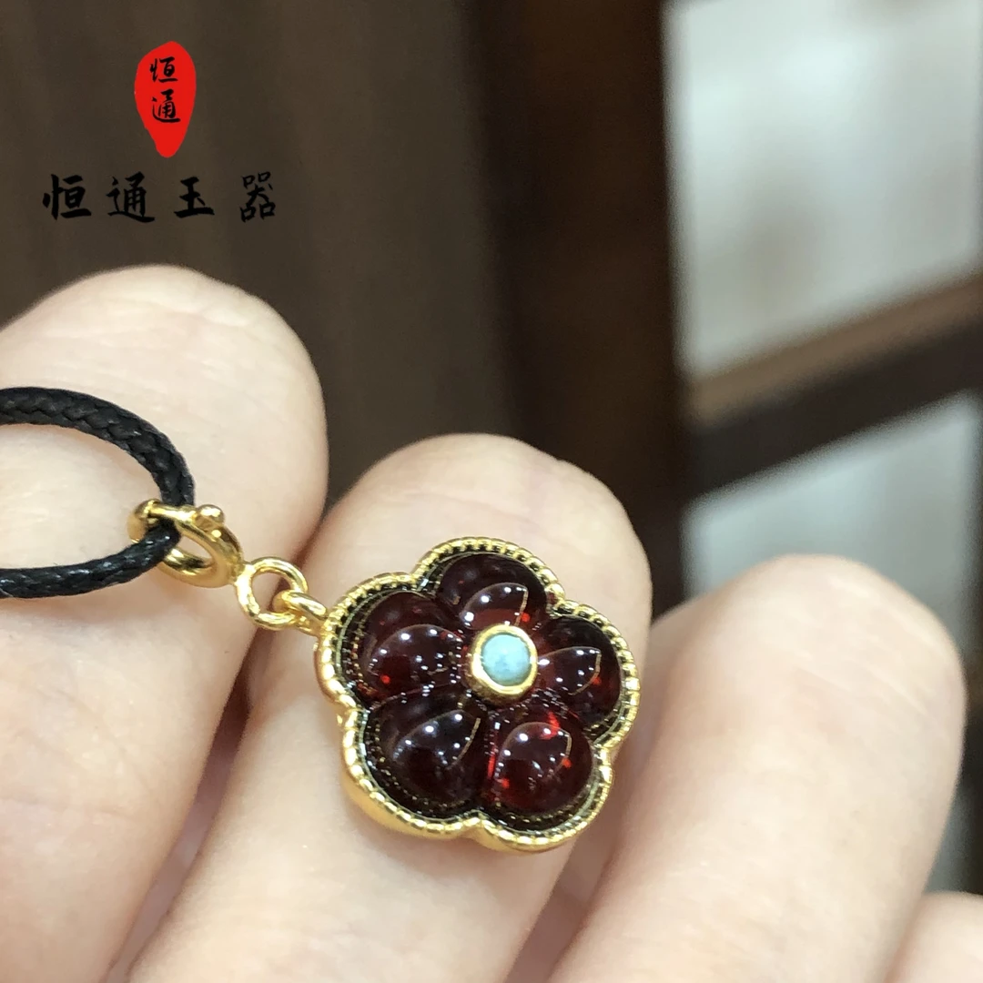 天然琥珀花开富贵万能扣挂件多样性发一规格约13*6mm-1-99