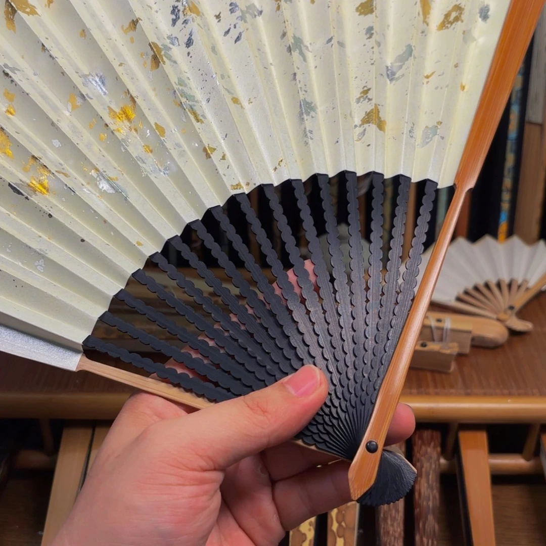 扇子白撒金龙鳞老川料158