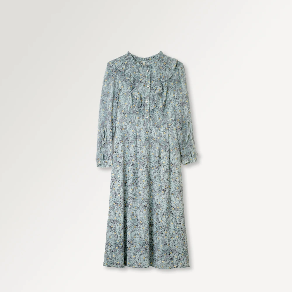 【YANGSHANG】印花碎花复古秋季气质优雅时尚收腰长裙B8E011