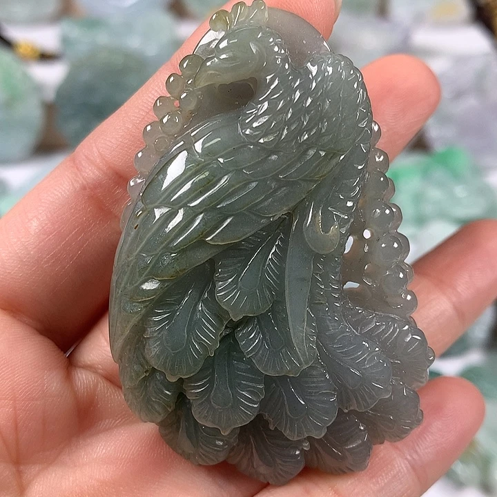 翡翠未镶嵌颈饰凤凰福利卡厚10+洒黄翡福利