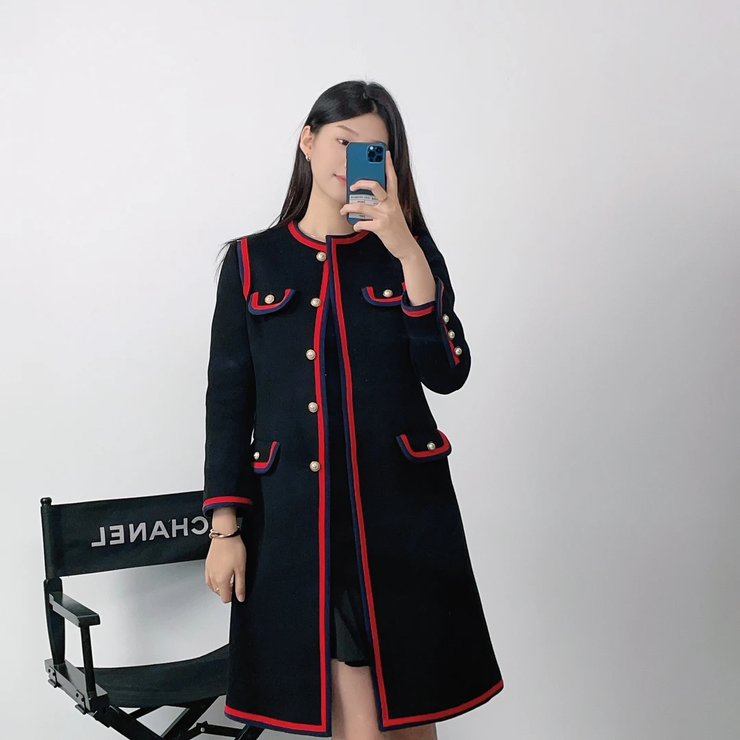 95新 GUCCI/古驰 长外套38码黑色/250821WQQTX06