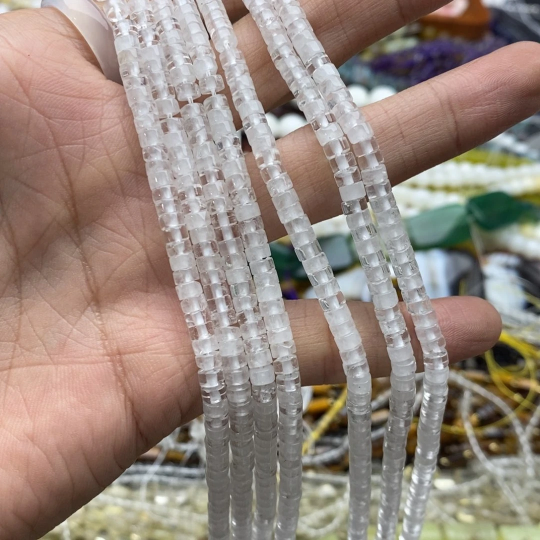 未镶嵌玛瑙/玉髓珠宝半成品一条天然2×4白水晶直切剁珠