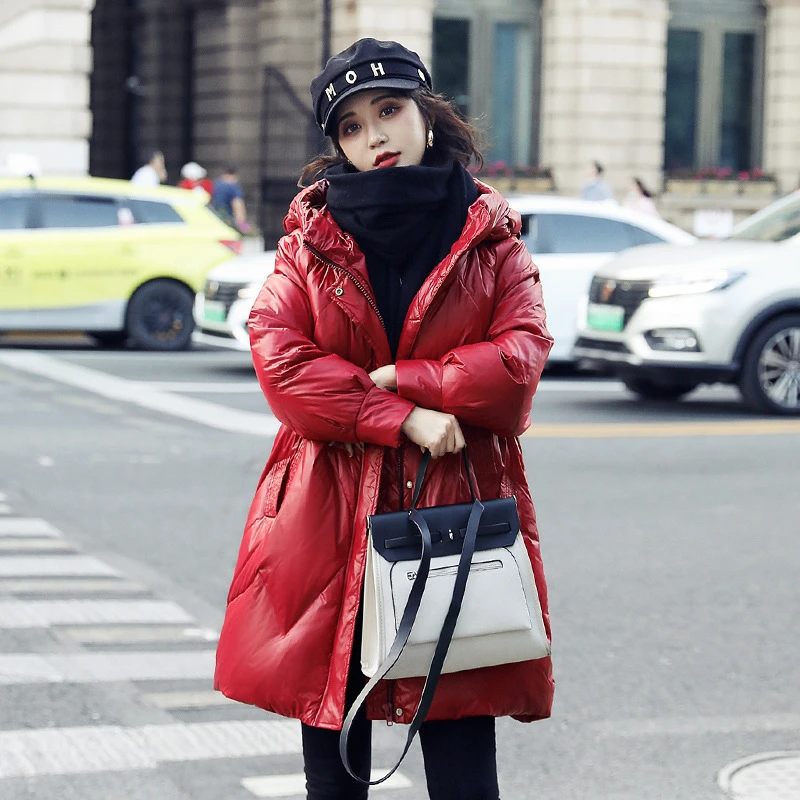 DUCURNO红色羽绒服女2025年冬季新款韩版宽松时尚小个子加厚外套