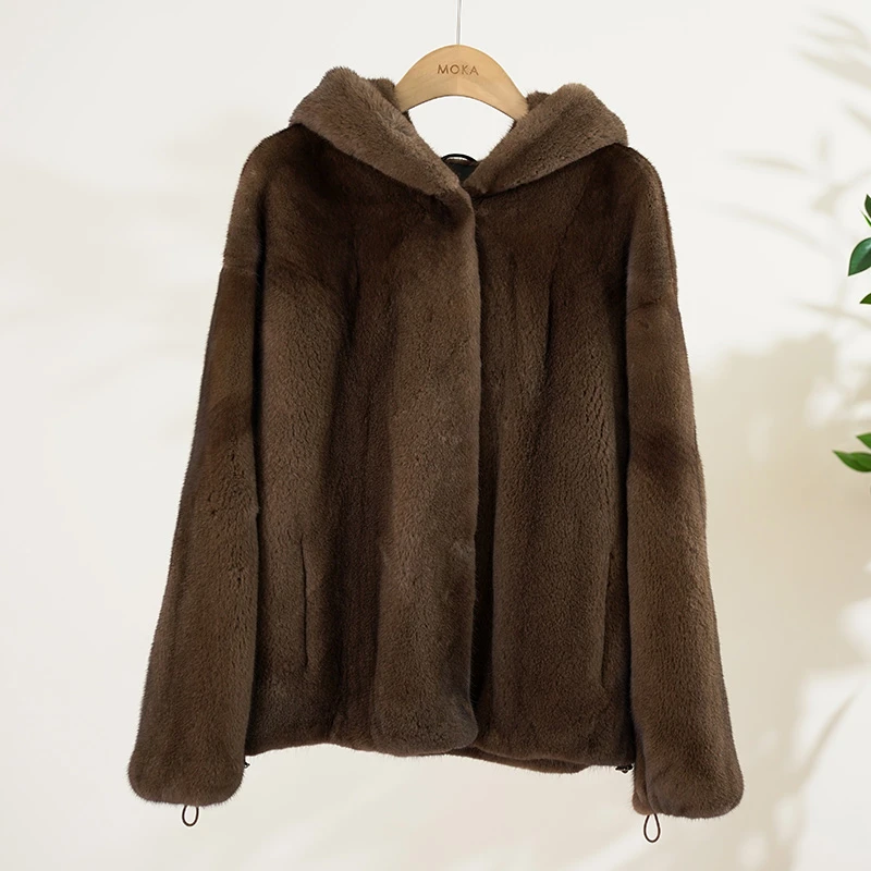 20+只紫标级丹麦进口咖啡带帽女士皮草（241880）2348