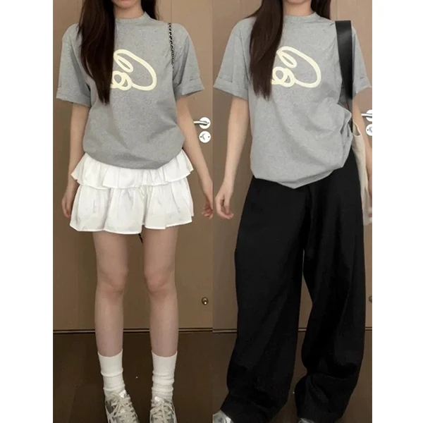 美式复古潮牌oversize短袖t恤女夏季2025新款宽松纯棉半袖上衣潮