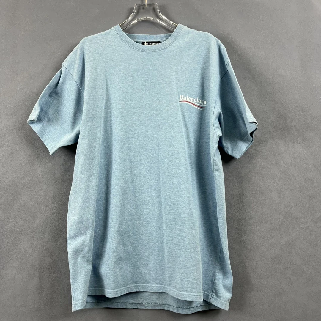 全新未使用 Balenciaga/巴黎世家 雾霾蓝可乐短袖 Xs码  HZ00695