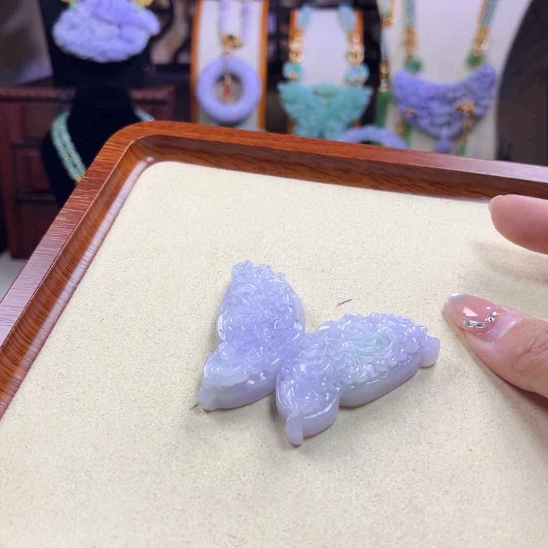 翡翠未镶嵌吊坠(赠链)冰紫凤凰蝴蝶