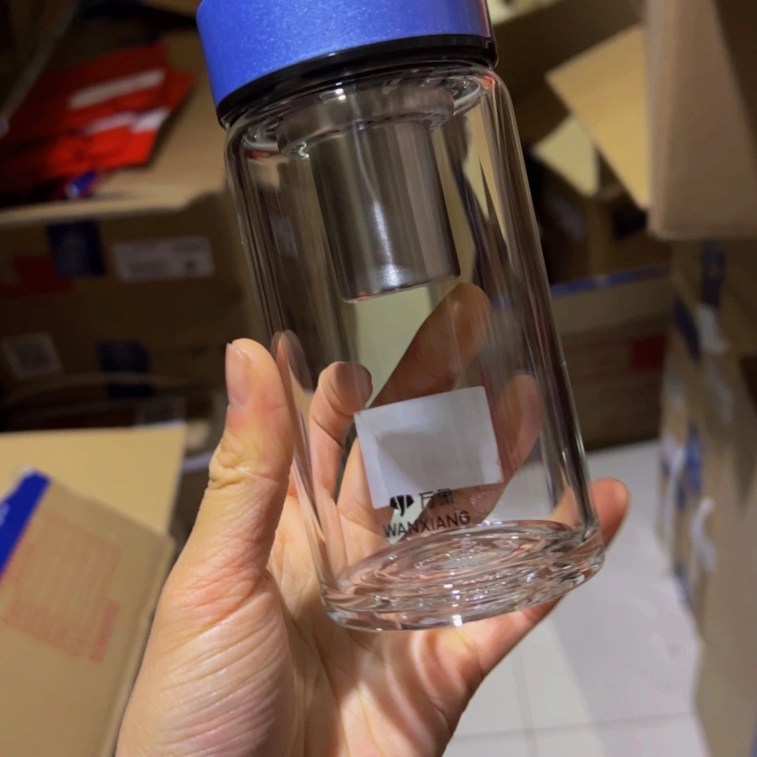 U161A蓝色单层烫手玻璃杯300ml