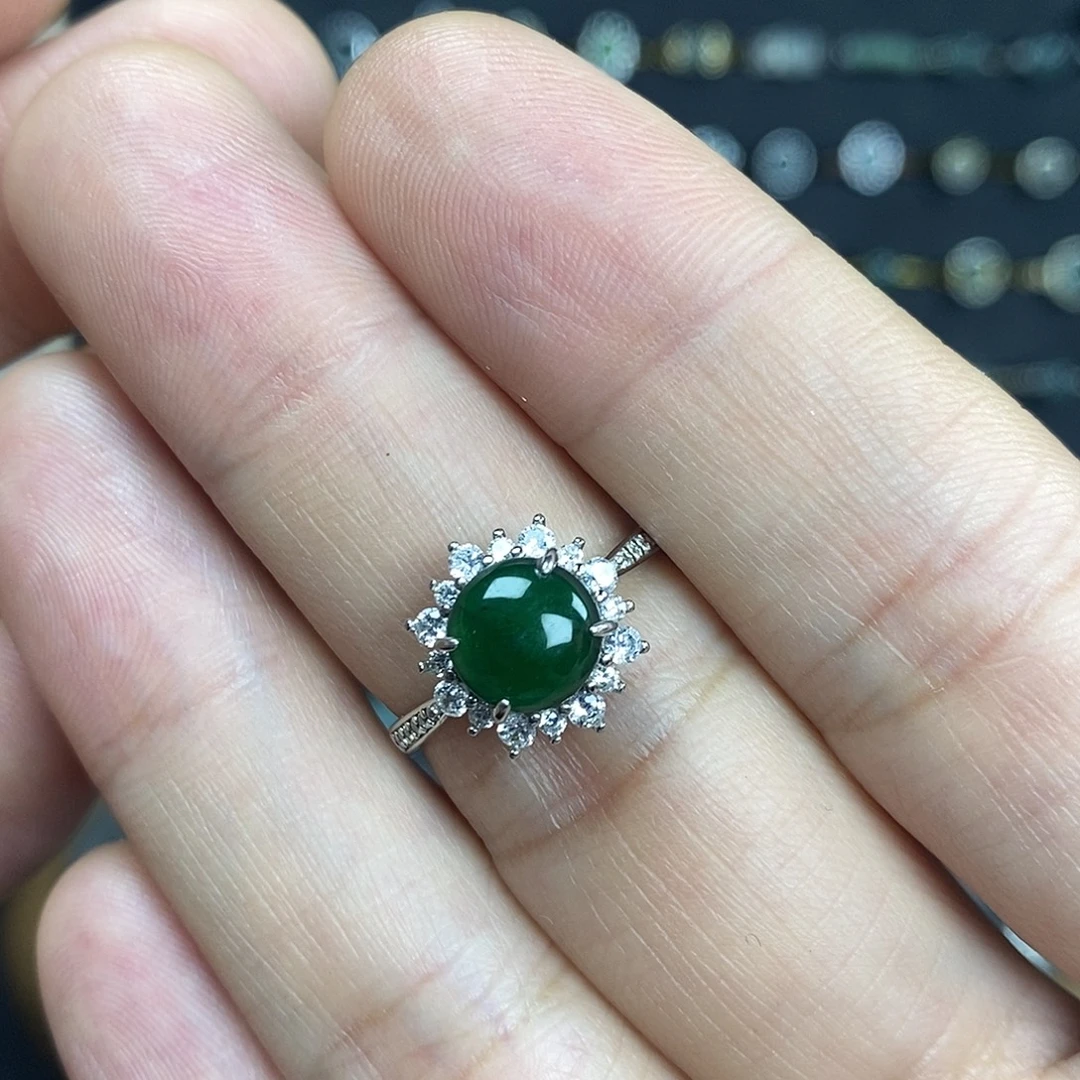 翡翠银S925镶嵌戒指