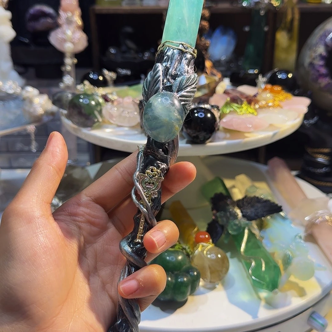 水晶眼镜未镶嵌薄荷绿莹石权杖