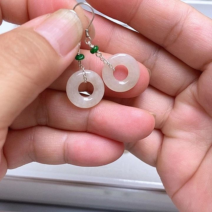 翡翠银S925镶嵌耳饰