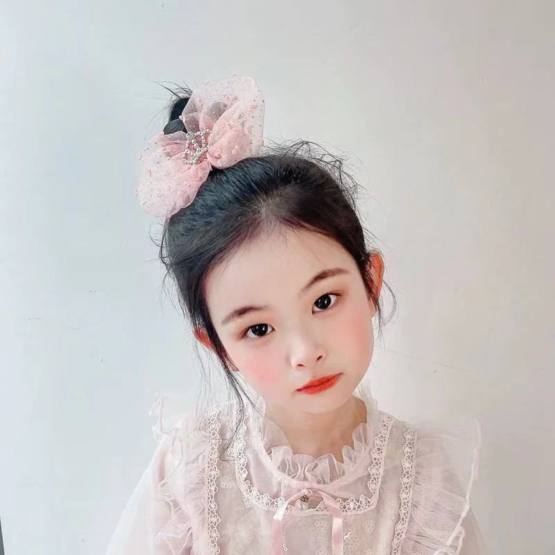 A-6503   rw 1个粉色蝴蝶结纱纱皇冠儿童百搭公主发夹       发圈