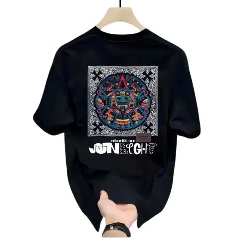 夏季新款美式重磅纯棉印花短袖T恤男潮牌宽松休闲加肥加大码19